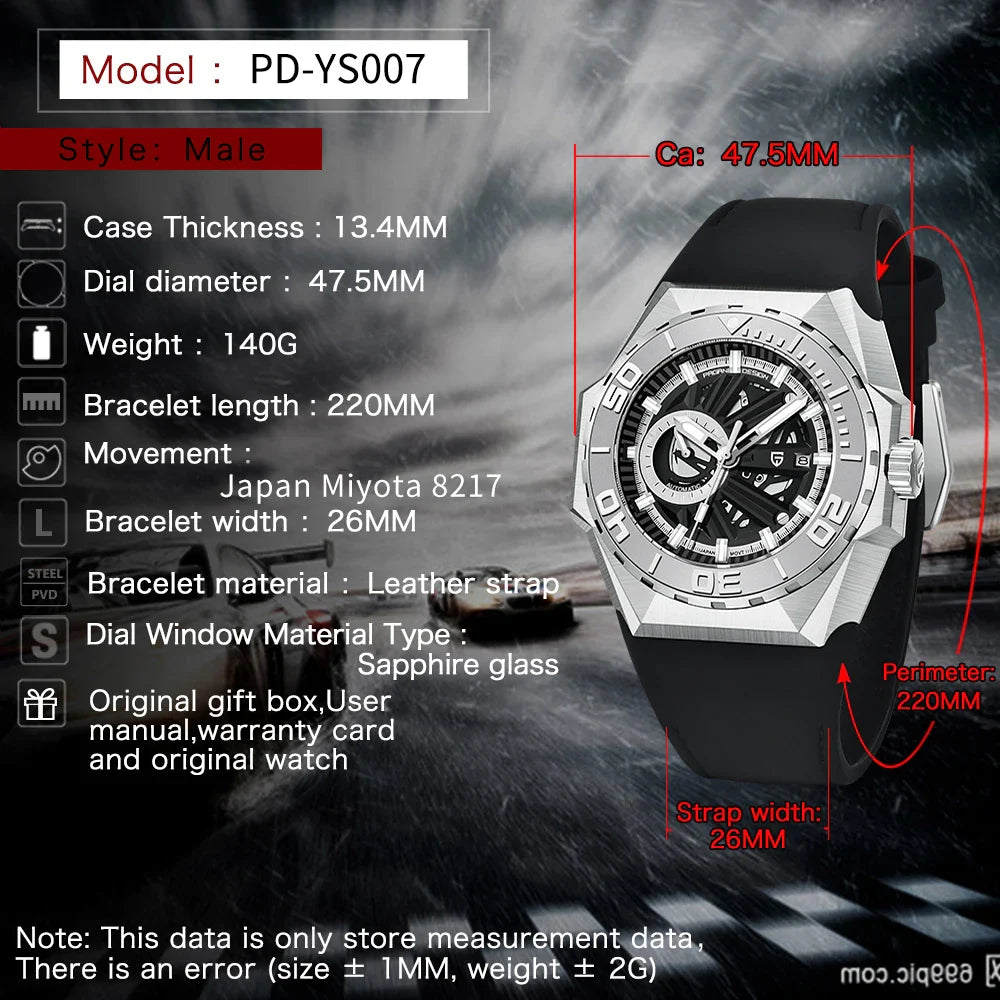 PAGANI DESIGN PD-YS007 Luxury Sport Automatic Watch for Men - Dagger & Diamond