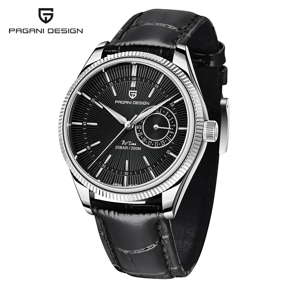 PAGANI DESIGN PD-1689 Luxury Quartz Watch For Men - Dagger & Diamond Silver Black