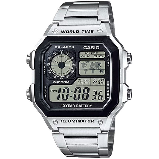 Casio World Time Illuminator Digital Watch for Men - Dagger & Diamond