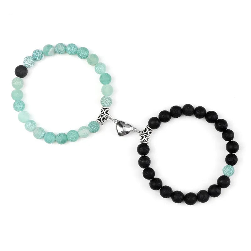 Magnetic Heart Natural Stone Bracelets - Dagger & Diamond Turquoise