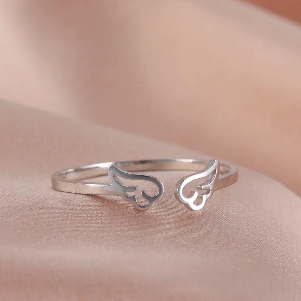 Cute Flying Angel Wing Adjustable Open Ring for Women