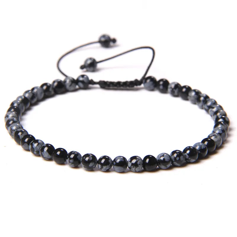 Handmade Natural Stone Beads Braided Bracelet for Men & Women - Dagger & Diamond Snowflake