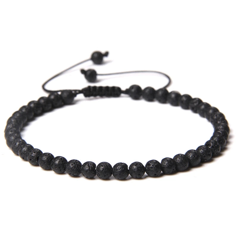 Handmade Natural Stone Beads Braided Bracelet for Men & Women - Dagger & Diamond Lava