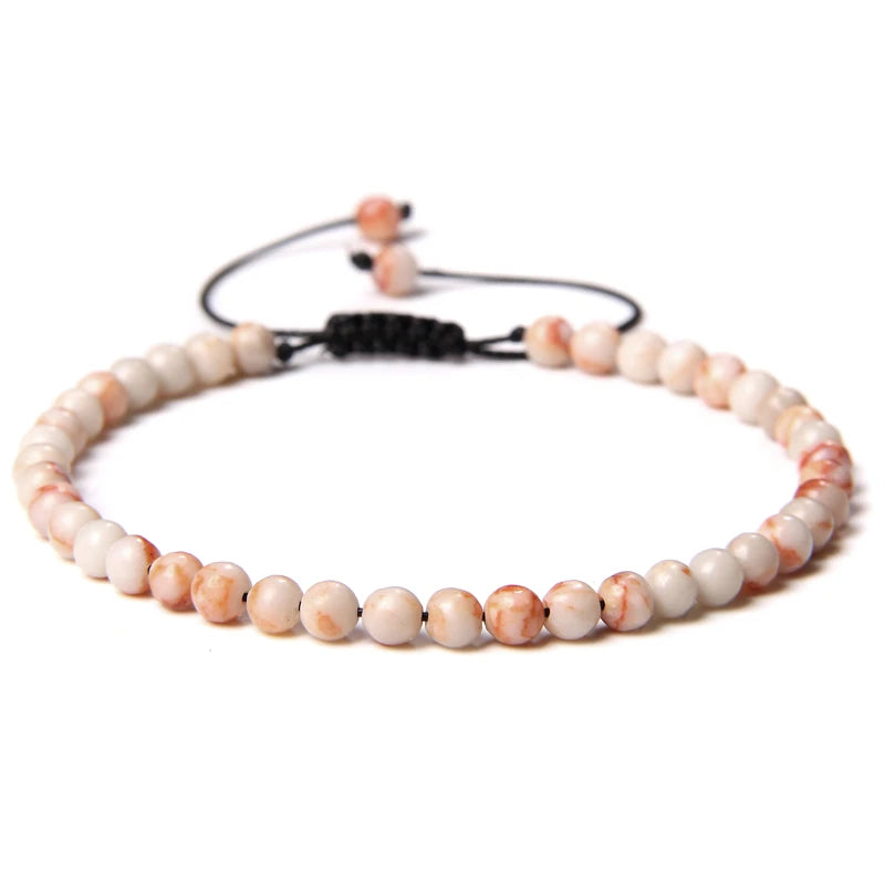 Handmade Natural Stone Beads Braided Bracelet for Men & Women - Dagger & Diamond Red Network