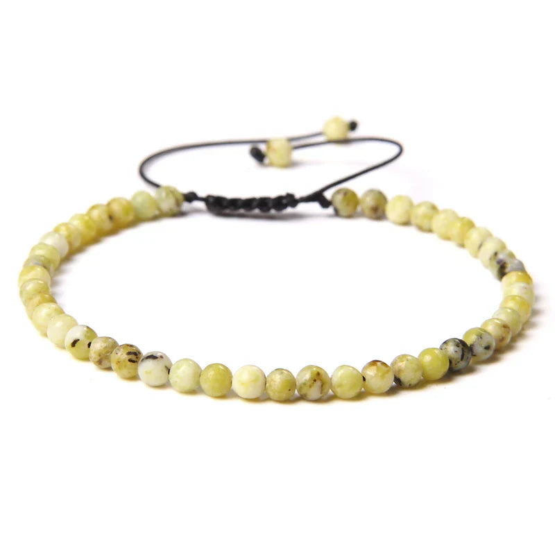 Natural Stone Adjustable Woven Bracelets - Dagger & Diamond yellow howlite / Adjustable