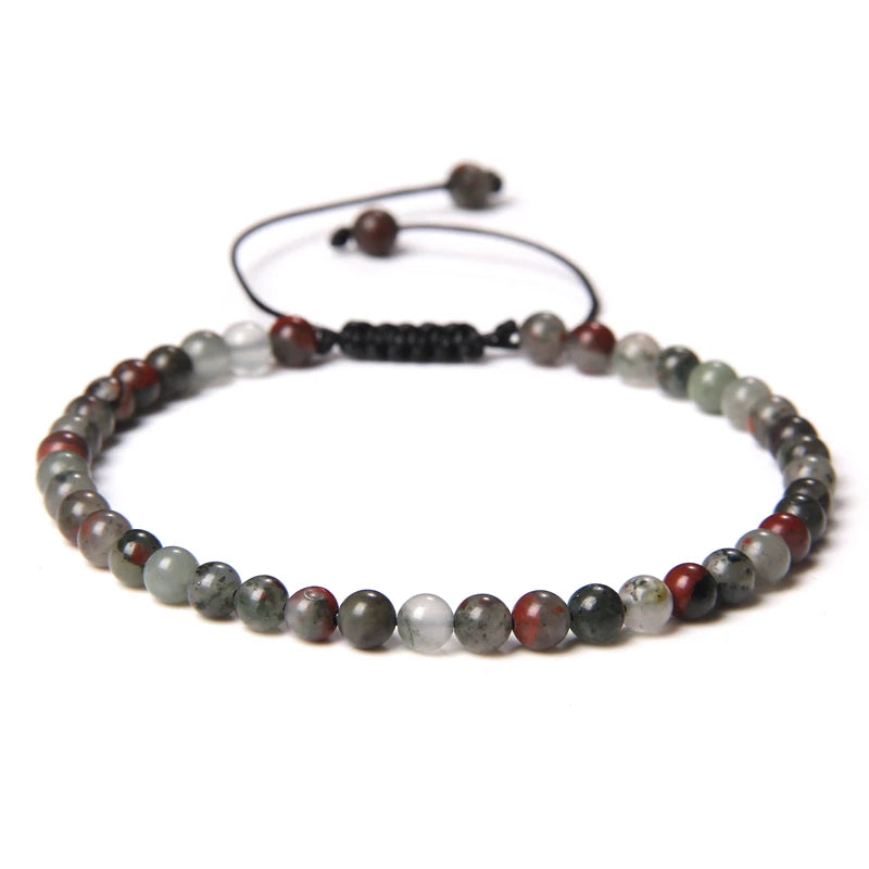 Handmade Natural Stone Beads Braided Bracelet for Men & Women - Dagger & Diamond Bloodstone