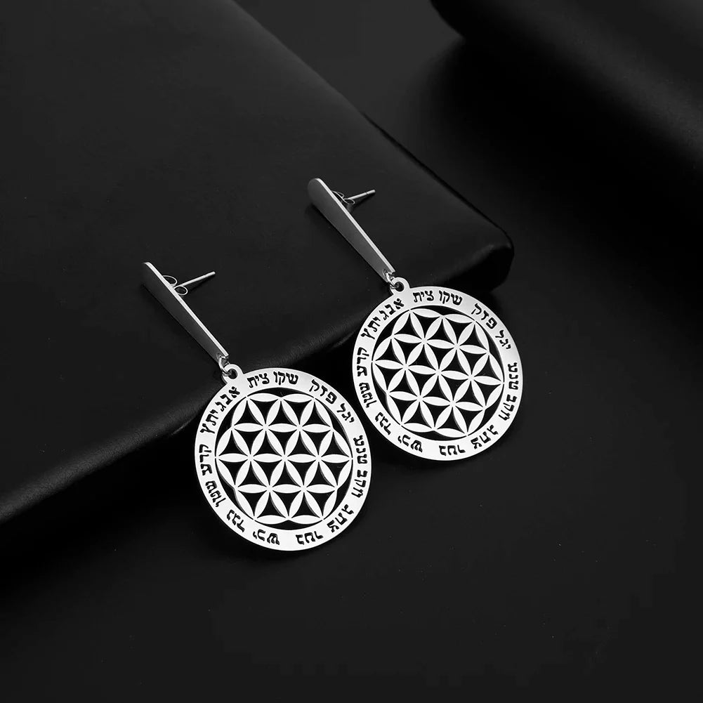 Flower of Life Drop Earrings - Dagger & Diamond 4 Gold