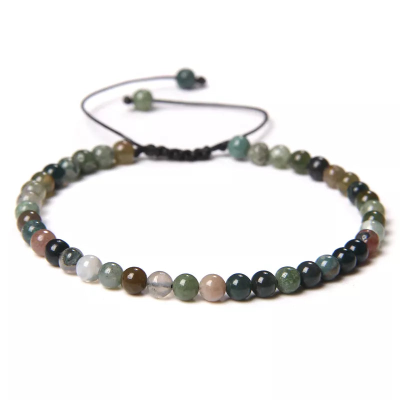 Handmade Natural Stone Beads Braided Bracelet for Men & Women - Dagger & Diamond Indian Agate