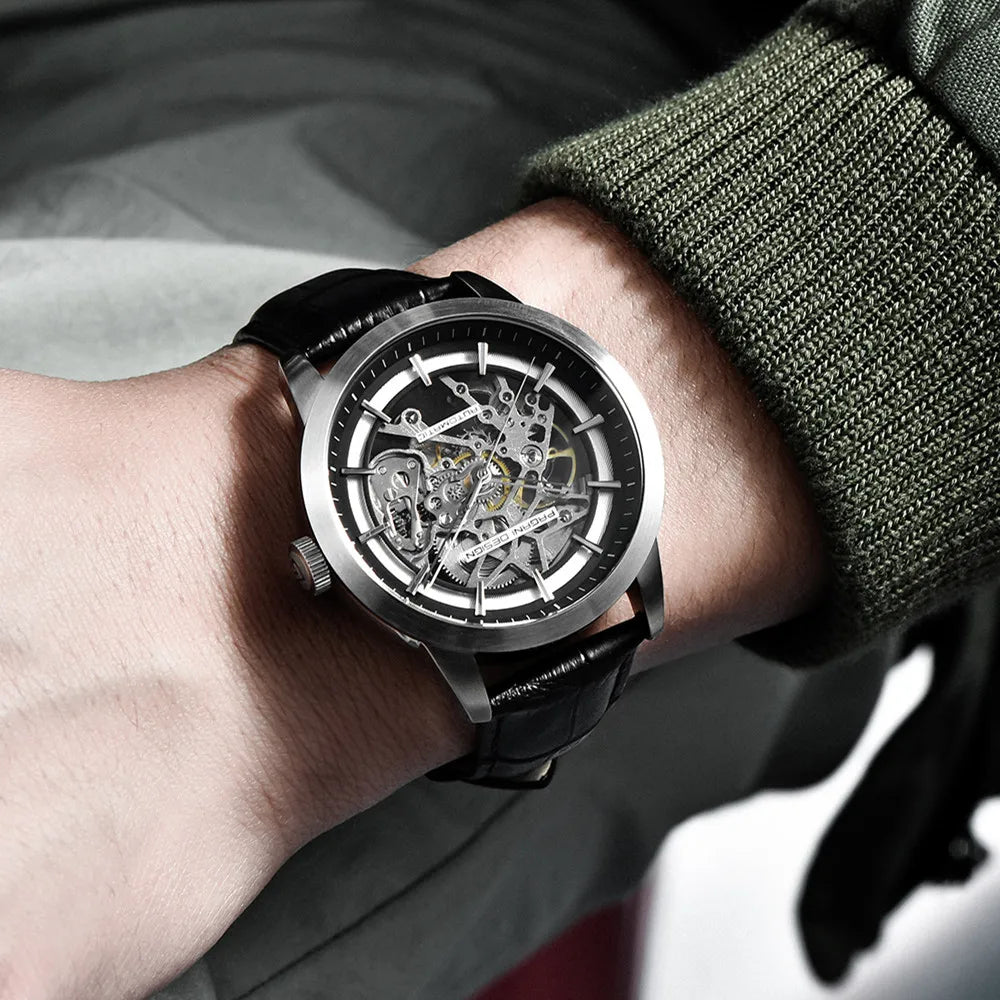 PAGANI DESIGN PD-1638 Luxury Skeleton Automatic Watch for Men - Dagger & Diamond