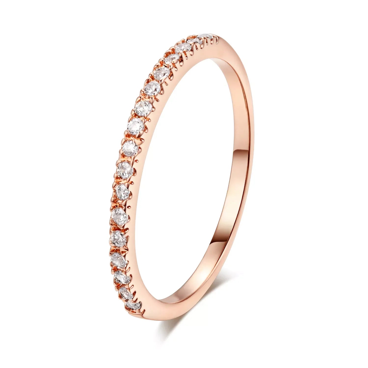 Delicate Micro Pave Zircon Rings - Dagger & Diamond Rose Gold / 4