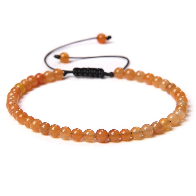 Natural Stone Adjustable Woven Bracelets - Dagger & Diamond yellow aventurine / Adjustable