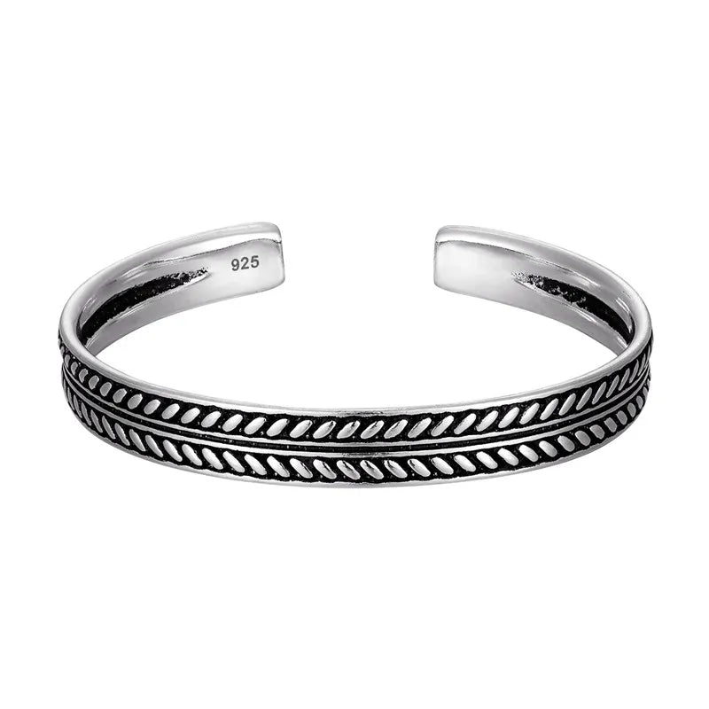 Silver Carved Bracelets for Her - Dagger & Diamond Grain