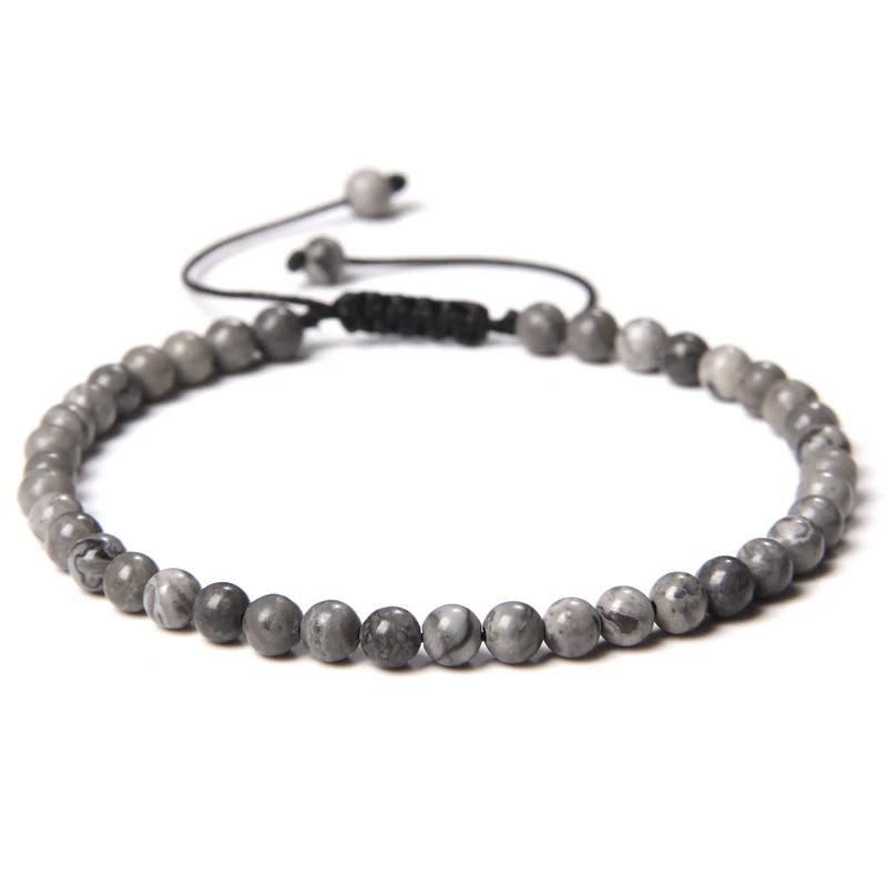 Handmade Natural Stone Beads Braided Bracelet for Men & Women - Dagger & Diamond Map Stone