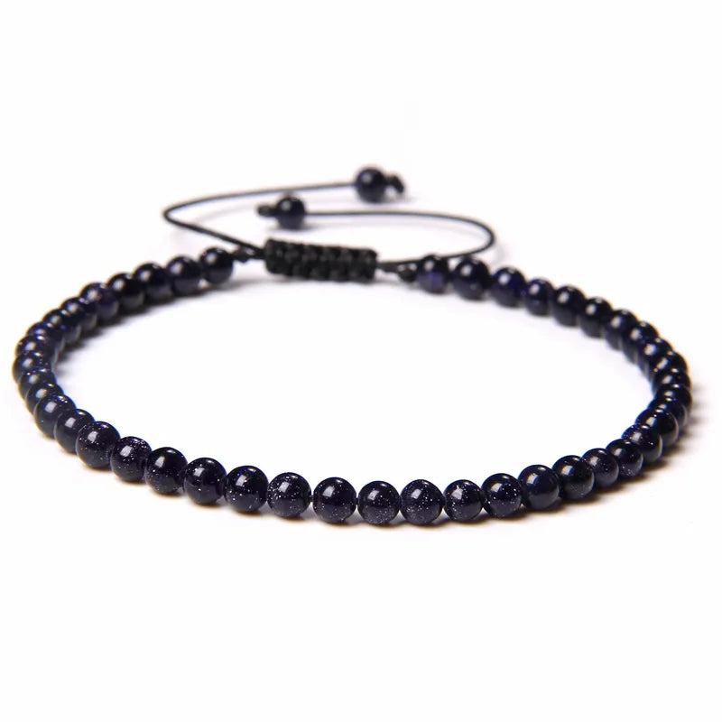 Handmade Natural Stone Beads Braided Bracelet for Men & Women - Dagger & Diamond Blue Sandstone