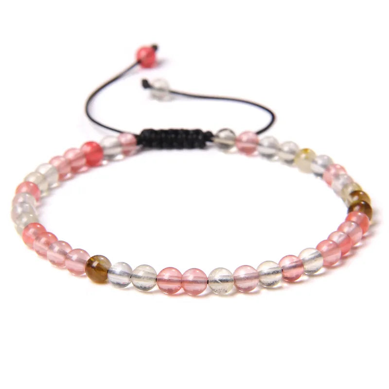 Natural Stone Adjustable Woven Bracelets - Dagger & Diamond watermelon / Adjustable