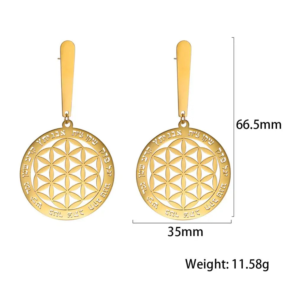 Flower of Life Drop Earrings - Dagger & Diamond