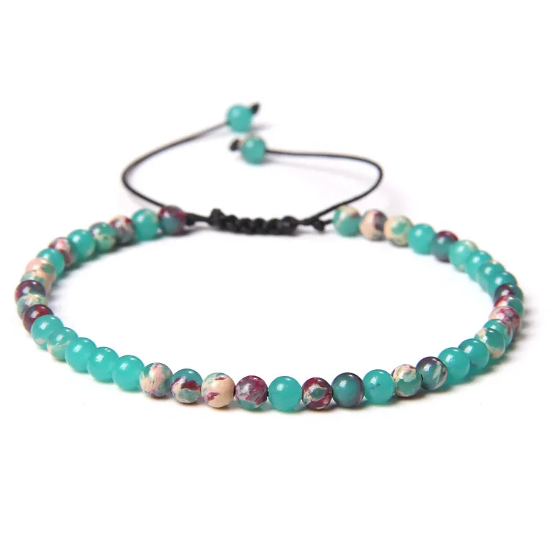 Handmade Natural Stone Beads Braided Bracelet for Men & Women - Dagger & Diamond Shou Shan Stone