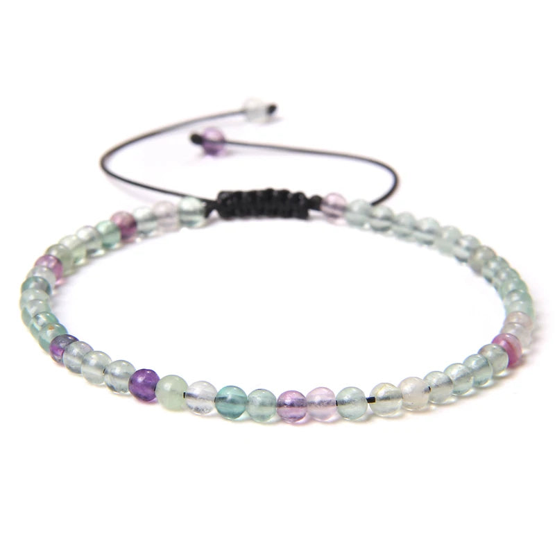 Handmade Natural Stone Beads Braided Bracelet for Men & Women - Dagger & Diamond Fluorite