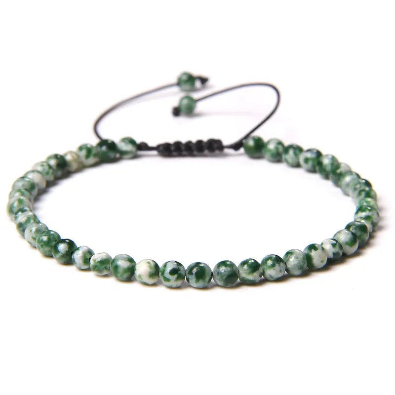 Handmade Natural Stone Beads Braided Bracelet for Men & Women - Dagger & Diamond Qinghai Stone