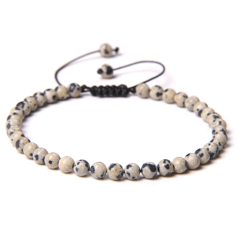 Handmade Natural Stone Beads Braided Bracelet for Men & Women - Dagger & Diamond Spotted Stone