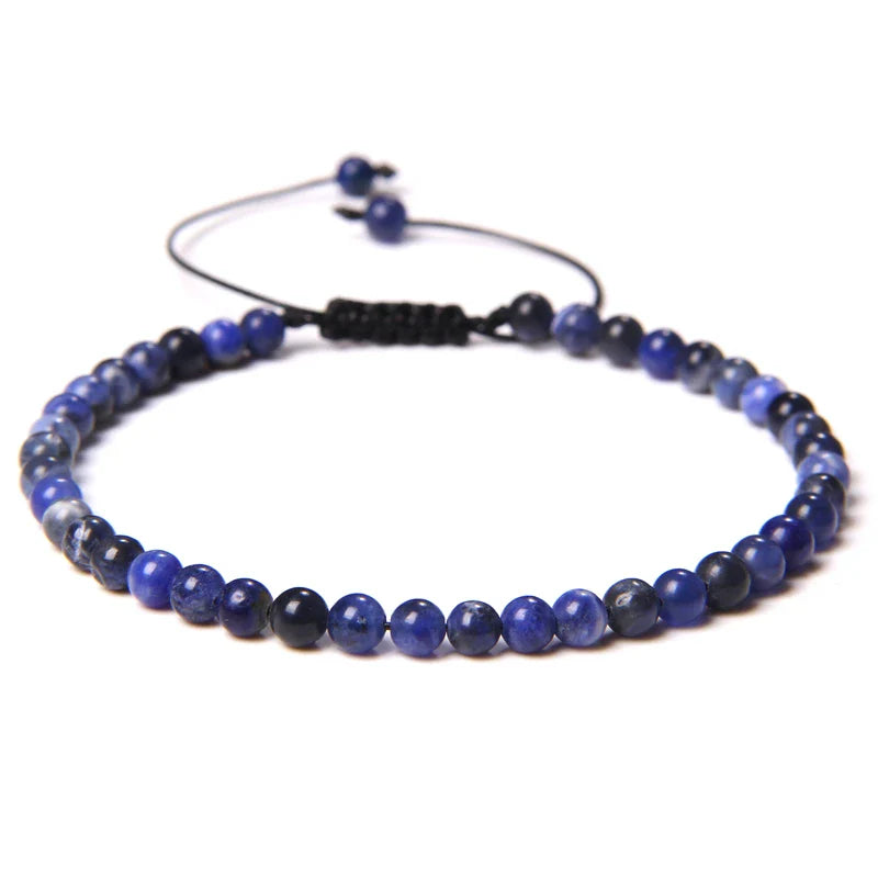 Natural Stone Adjustable Woven Bracelets - Dagger & Diamond sodalite / Adjustable