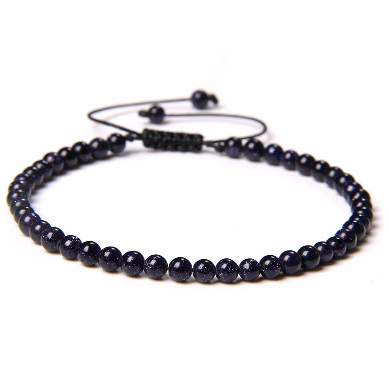 Natural Stone Adjustable Woven Bracelets - Dagger & Diamond blue sandstone / Adjustable