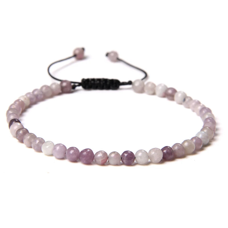 Handmade Natural Stone Beads Braided Bracelet for Men & Women - Dagger & Diamond Lilac Stone