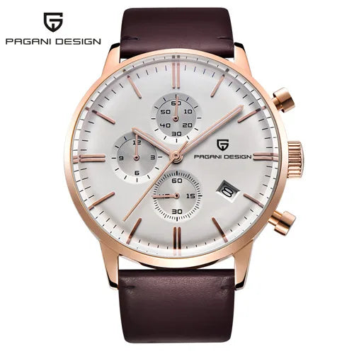 PAGANI DESIGN PD-2720K Luxury Sport Chronograph Quartz Watch for Men - Dagger & Diamond Gold white