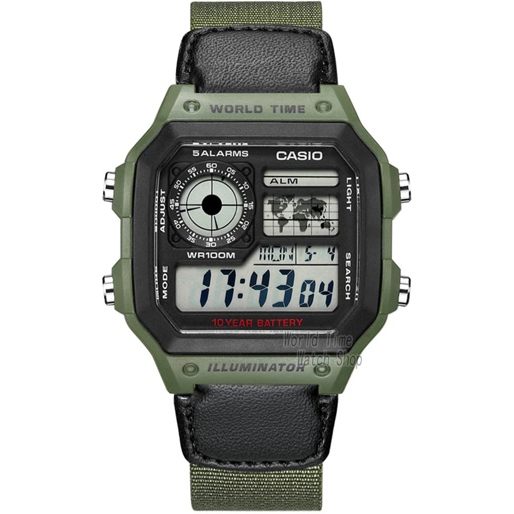 Casio World Time Illuminator Digital Watch for Men - Dagger & Diamond AE1200WHB3B-1