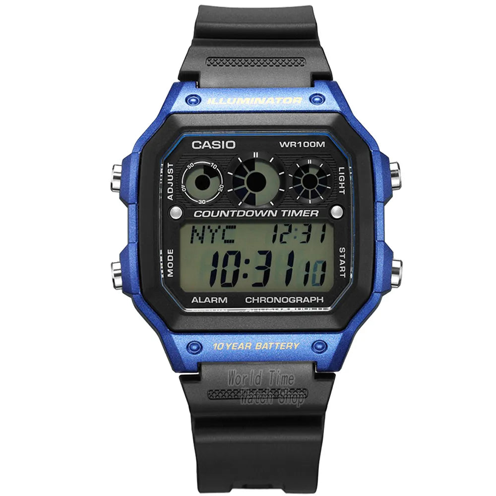 Casio World Time Illuminator Digital Watch for Men - Dagger & Diamond AE1300WH2A-1