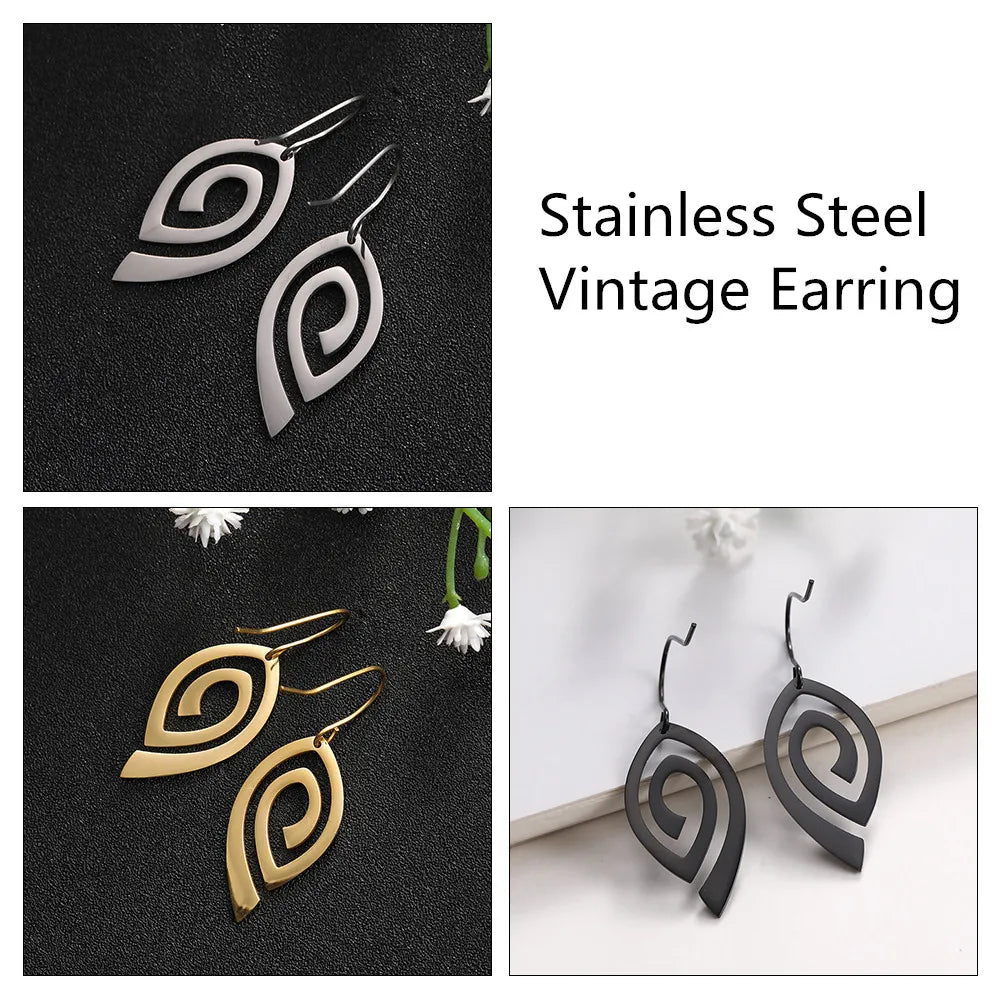 Vintage Spiral Drop Earrings for Women