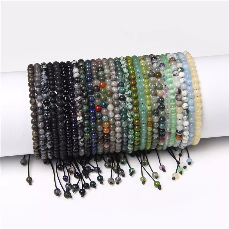 Natural Stone Adjustable Woven Bracelets - Dagger & Diamond