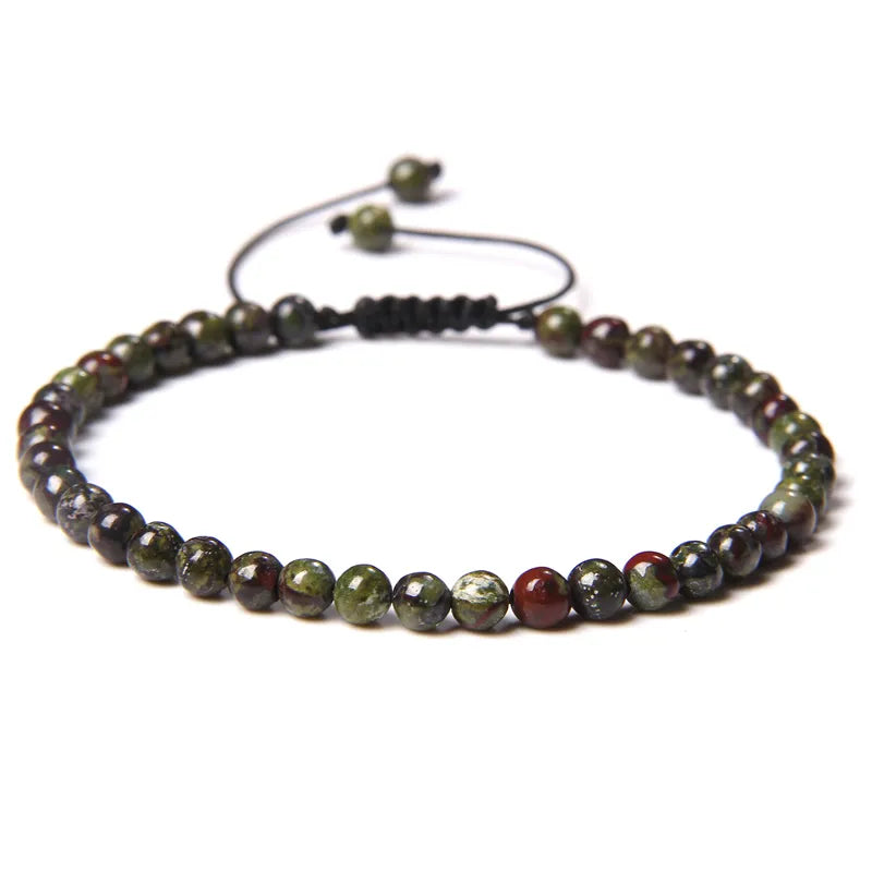 Handmade Natural Stone Beads Braided Bracelet for Men & Women - Dagger & Diamond Dragon Blood Stone