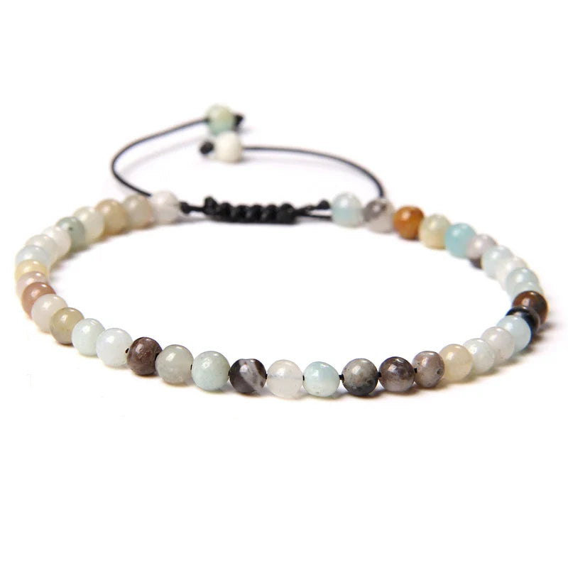 Natural Stone Adjustable Woven Bracelets - Dagger & Diamond amazonite / Adjustable