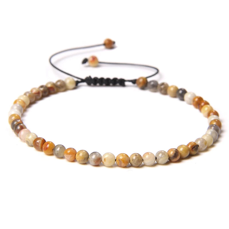 Handmade Natural Stone Beads Braided Bracelet for Men & Women - Dagger & Diamond Crazy Agate 1
