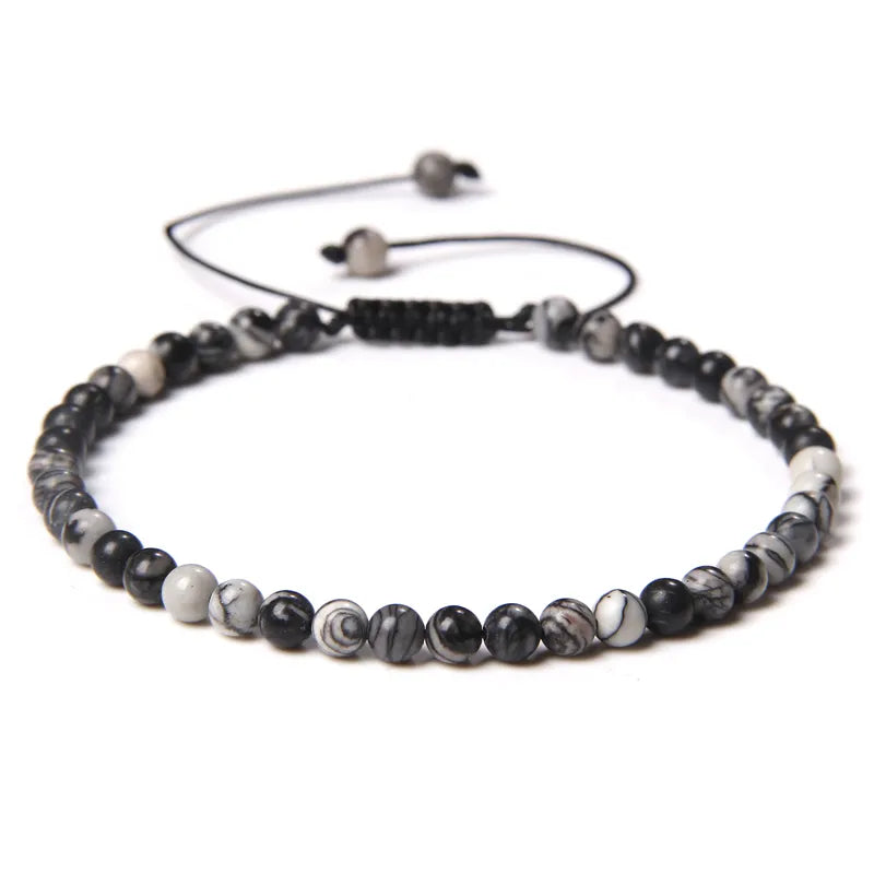 Handmade Natural Stone Beads Braided Bracelet for Men & Women - Dagger & Diamond Black Network