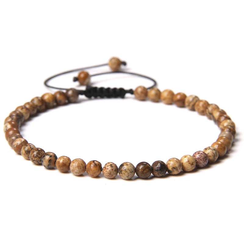Handmade Natural Stone Beads Braided Bracelet for Men & Women - Dagger & Diamond Picture Stone