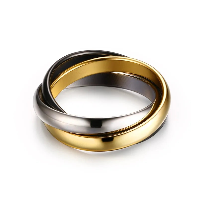 Classic Interlocked Ring Set - Dagger & Diamond Black and Gold / 5