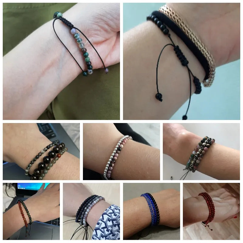 Natural Stone Adjustable Woven Bracelets - Dagger & Diamond