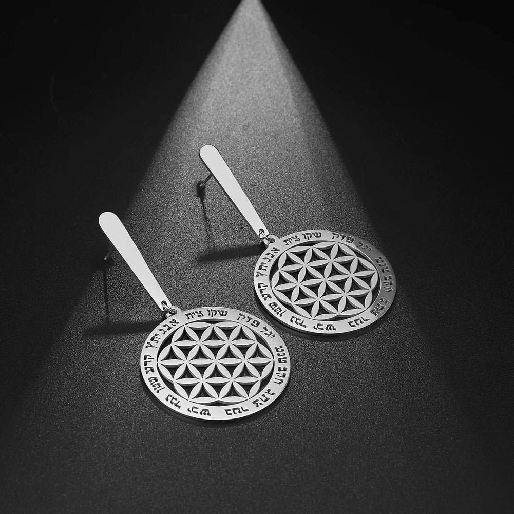 Flower of Life Drop Earrings - Dagger & Diamond