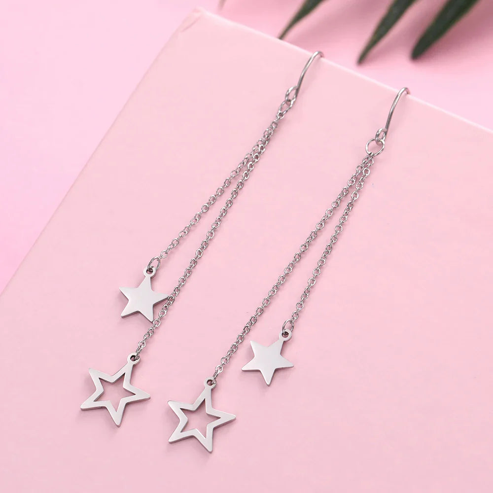 Star Moon Tassel Earrings