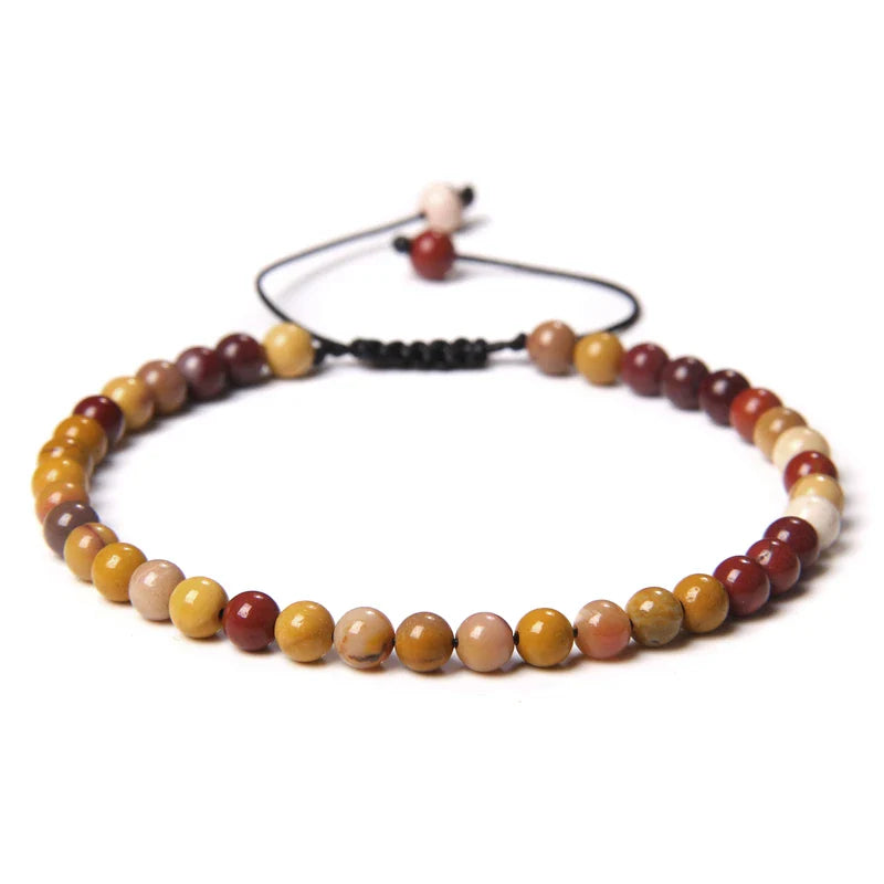 Natural Stone Adjustable Woven Bracelets - Dagger & Diamond mookaite / Adjustable