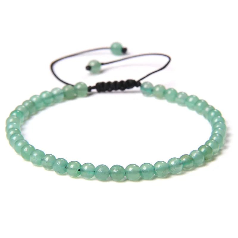 Natural Stone Adjustable Woven Bracelets - Dagger & Diamond green aventurine / Adjustable