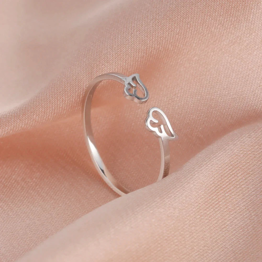 Cute Flying Angel Wing Adjustable Open Ring for Women