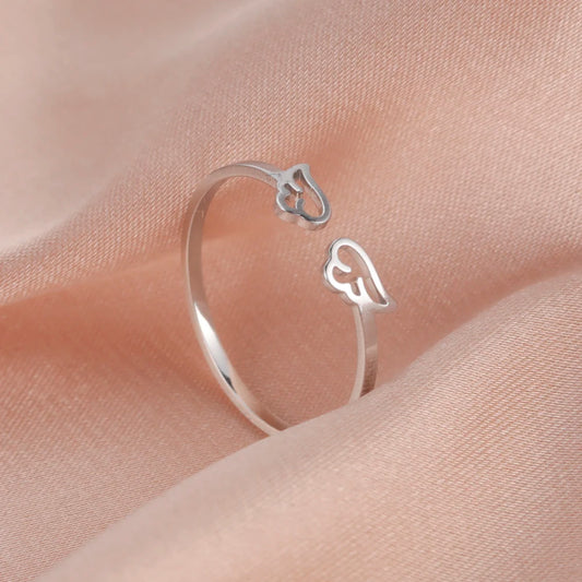 Cute Flying Angel Wing Adjustable Open Ring for Women