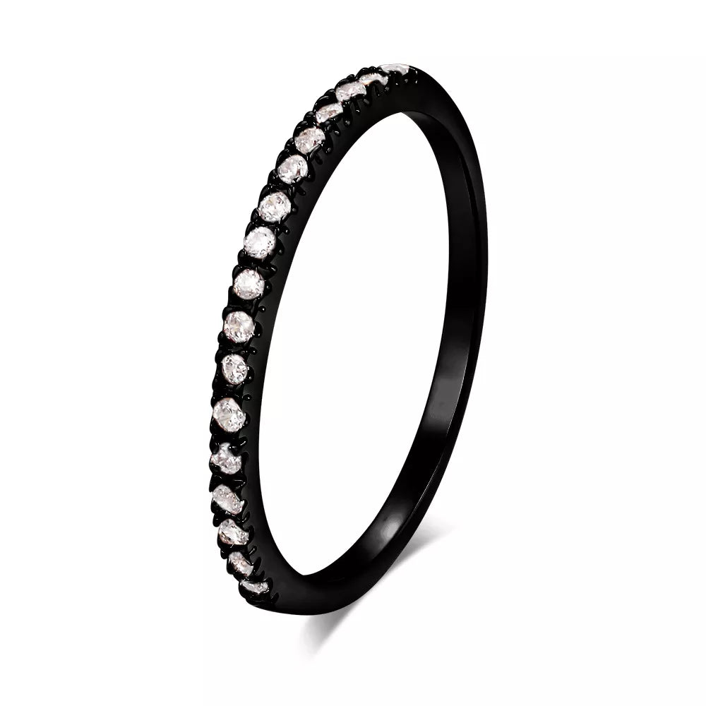 Delicate Micro Pave Zircon Rings - Dagger & Diamond Black / 4