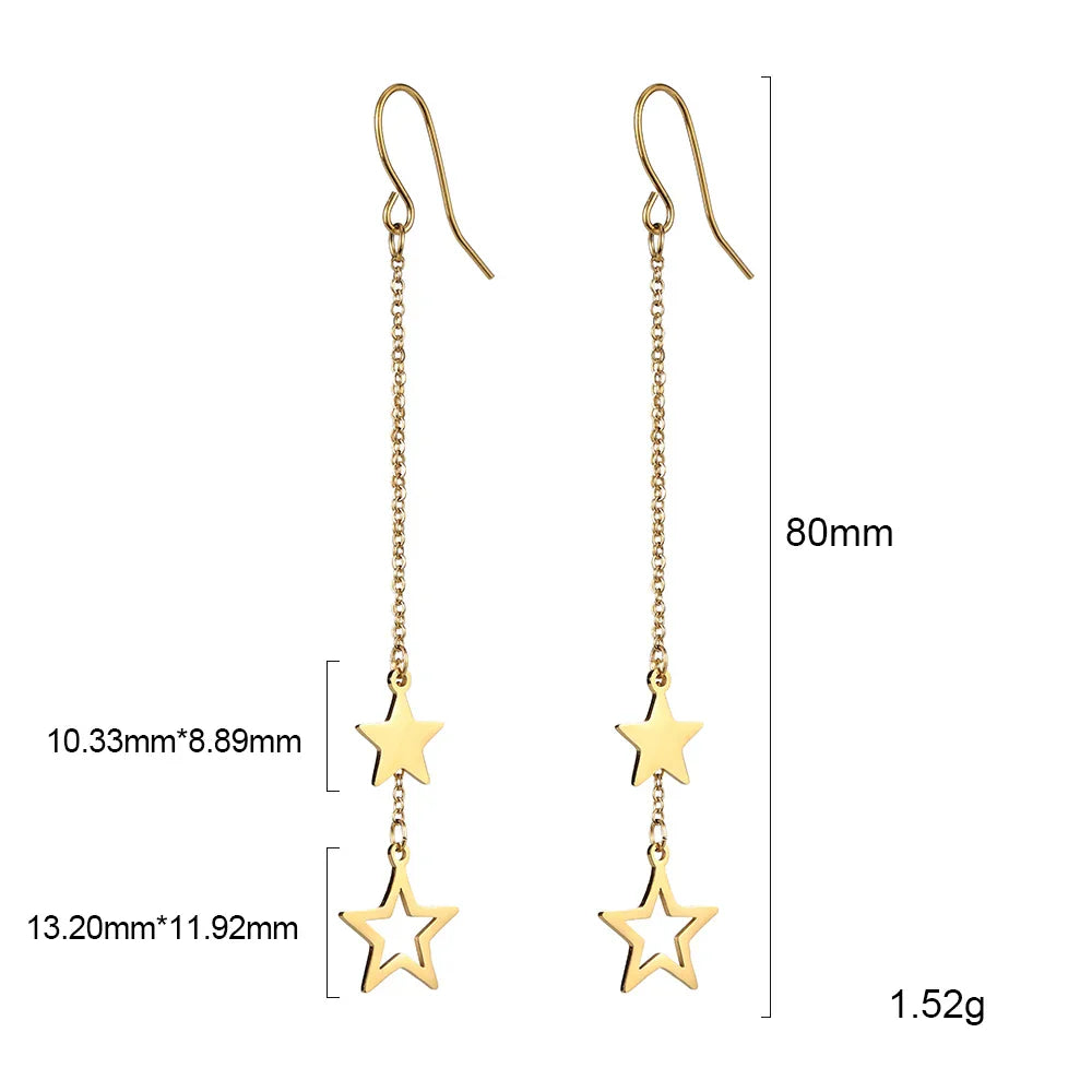 Star Moon Tassel Earrings