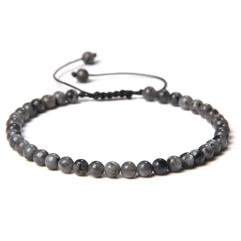 Natural Stone Adjustable Woven Bracelets - Dagger & Diamond dark labradorite / Adjustable