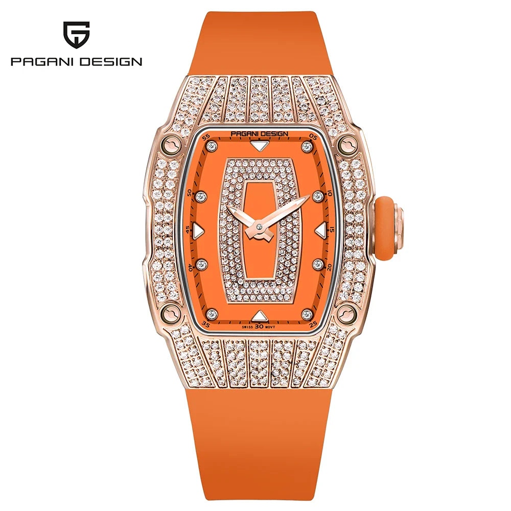 PAGANI DESIGN PD-YS013 Luxurious Quartz Watch for Women - Dagger & Diamond Orange Rose Gold