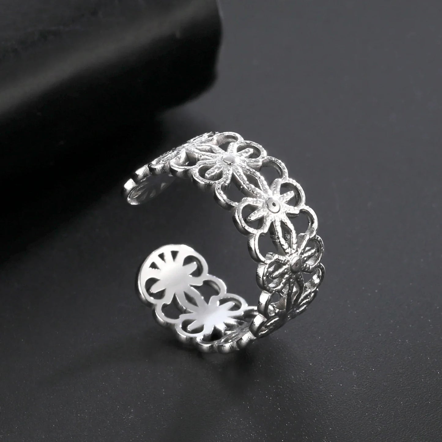 Bohemian Sunflower Adjustable Open Ring